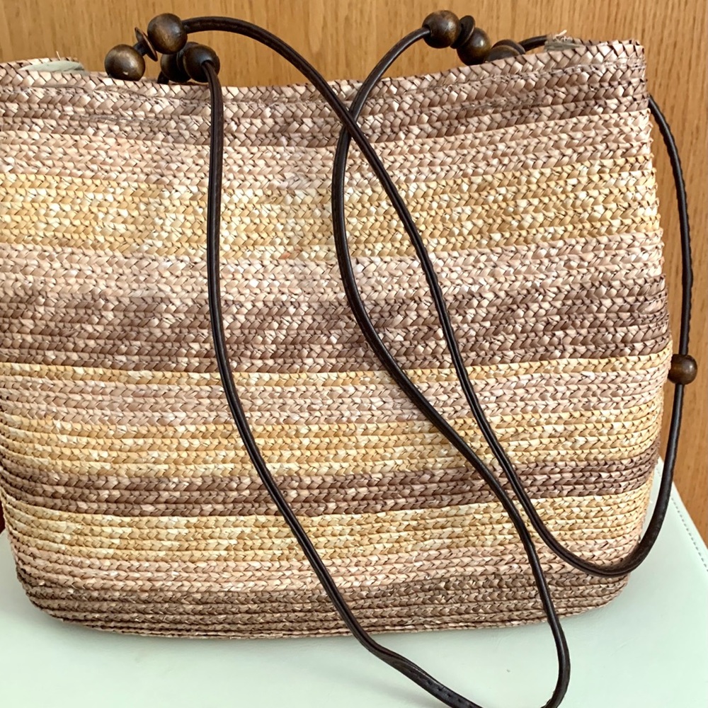 Vintage Wheat Straw Shoulder Bag Beads Boho